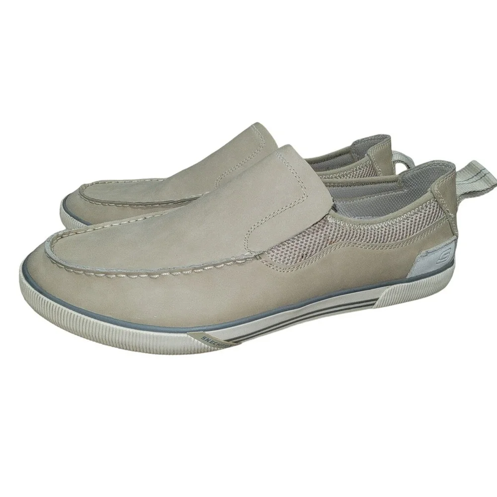 Skechers Men's Tan Leather Outdoor Boat Deck Fishing Slip On Shoes Size 13